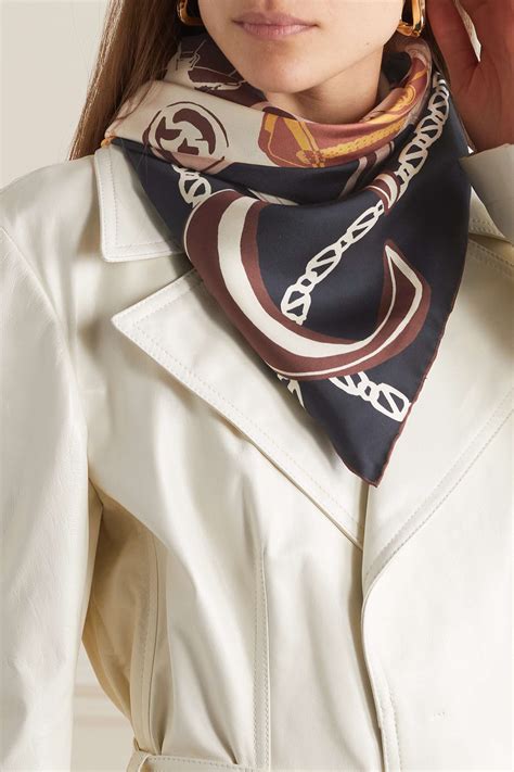 gucci navy scarf|authentic Gucci silk scarf.